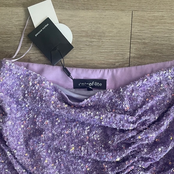 Retrofete Sequin Purple Mini Skirt - Picture 3 of 5